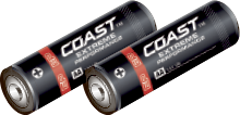 COAST lygte med alkaline batterier