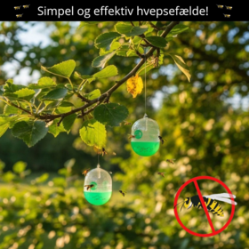 Hvepsefælde hængt op ved hæk