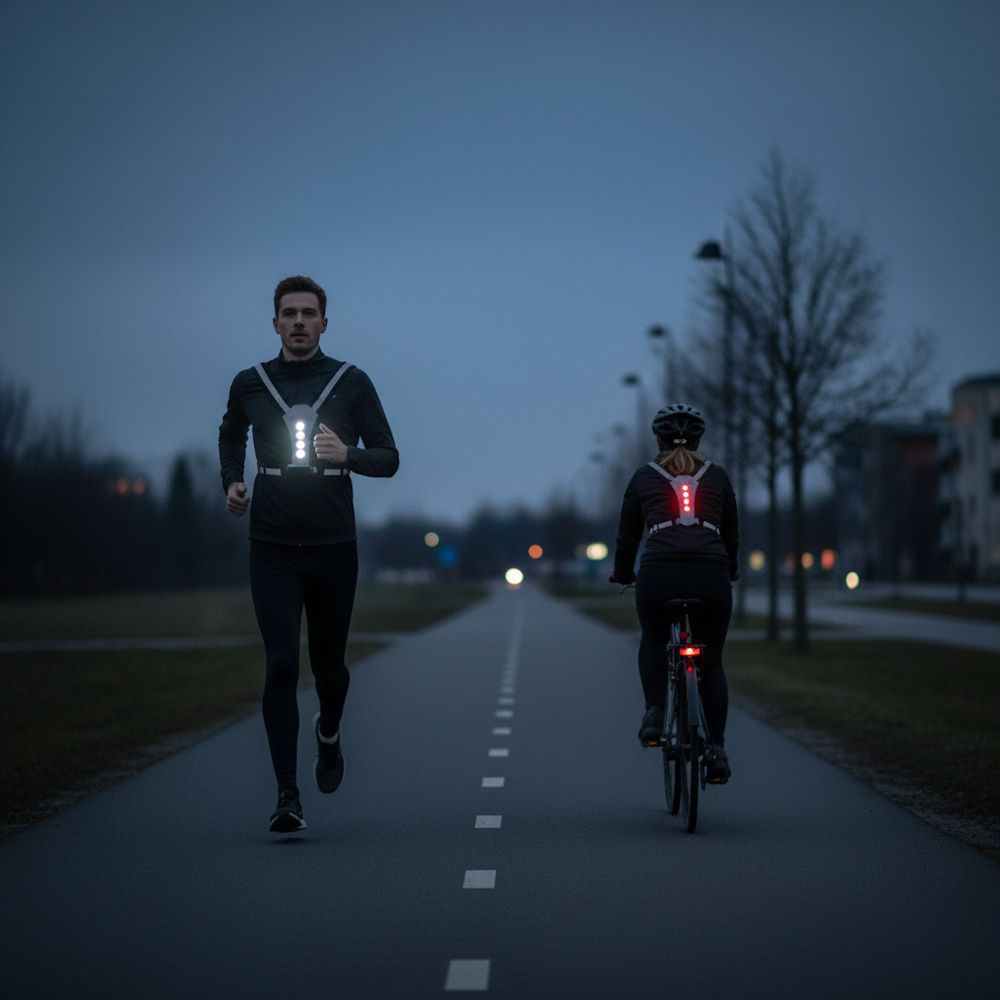 Refleks og lys på mørk vej