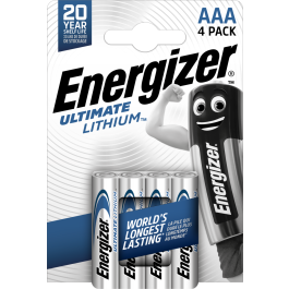 Energizer Ultimate Lithium AAA / E92 / L92 Batterier (4 Stk. Pakning)