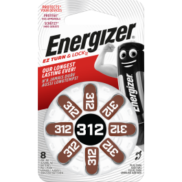 Energizer Høreapparat 312 Batterier (8 Stk. Pakning)