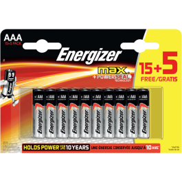 Energizer Max AAA/LR03 alkaline batterier – 20 stk.