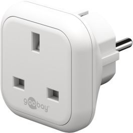 Rejseadapter – UK til Europa, hvid (britisk Type G-stik til Schuko)