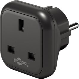 Rejseadapter – UK til Europa, sort (britisk Type G-stik til Schuko)