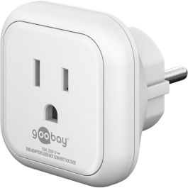 Rejseadapter – USA/Japan til Europa, hvid (NEMA 5-15 Type B til Schuko)