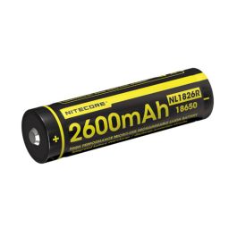Nitecore NL1826R - 18650 Batteri 2600mAh (med knop + Micro USB)