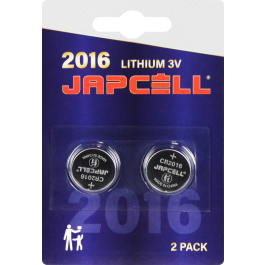 Japcell Lithium CR2016 Batterier - 2 stk. pakning