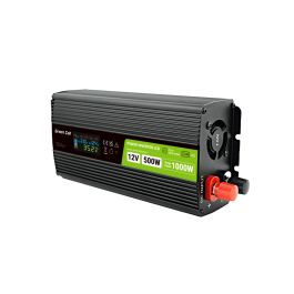 Green Cell Inverter med LCD display til bil 12V til 230V, 500W/1000W Ren sinus