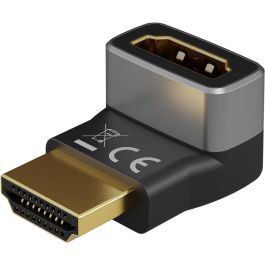Goobay HDMI Vinklet Adapter 90° Vertikal, 8K @ 60 Hz, Guldbelagt
