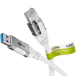Goobay USB-A 3.0 til RJ45 Ethernet kabel, tekstil, hvid, 2m