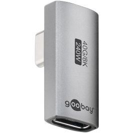 USB-C 4.0 til USB-C Hun, adapter, vertikal 90°, roteret, grå