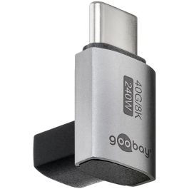 USB-C 4.0 til USB-C Hun, adapter, vertikal 90°, kort, grå