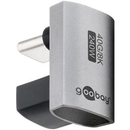 USB-C 4.0 til USB-C Hun, adapter, 180° U-form, grå