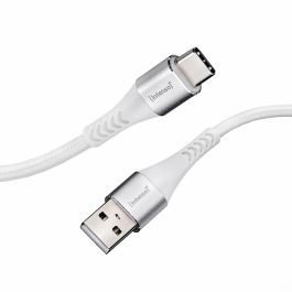 Intenso USB-A 3.0 til USB-C lade- og datakabel, tekstil, hvid, 1,5m