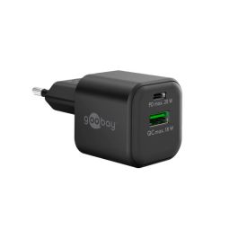 USB-C PD GaN Dual hurtigoplader 20W (USB-A/USB-C), Sort