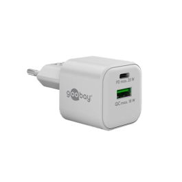 USB-C PD GaN Dual hurtigoplader 20W (USB-A/USB-C), Hvid
