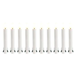 LED Juletræslys m. 3D flamme og fjernbetjening, 10 stk.