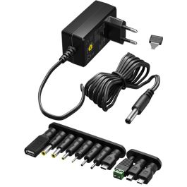 5-15V Universal strømforsyning Max 2,4A inkl. 11 adaptere (7 DC adaptere + 4 USB)