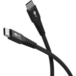 USB-C 2.0 til USB-C lade- og datakabel, tekstil, sort, 2m