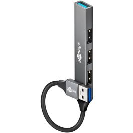 4-Port USB-A 3.2/2.0 Hub (4xUSB-A), aluminium, 0,1m