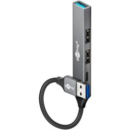 4-Port USB-A 3.2/2.0 Hub (3xUSB-A/1xUSB-C), aluminium, 0,1m