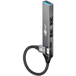 4-Port USB-C 3.2/2.0 Hub(3xUSB-A/1xUSB-C) aluminium, 0,1m