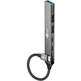 5-Port USB-C 3.2/2.0 Hub (3xUSB-A/1xUSB-C PD/1xUSB-C) aluminium, 0,1m