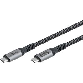 USB-C 4.0 til USB-C lade- og datakabel, 40Gbit/s, 240W, tekstil, sort/grå, 1m
