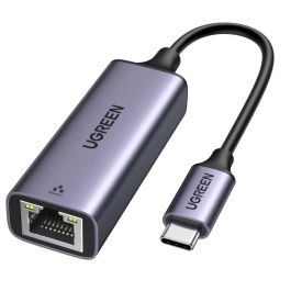 Ugreen USB-C 3.0 til RJ45 netværks adapterkabel (10/100/1000Mbps) grå, 0,1m