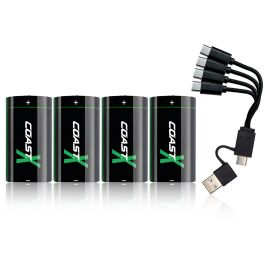 Coast CR123 3V USB-C genopladeligt batteri 1100mAh / 2700mWh (4 stk.)