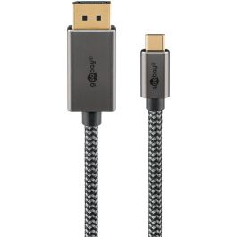 USB-C 3.1 til DisplayPort datakabel, tekstil, sort/grå, 1m