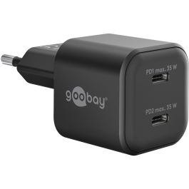 Goobay USB-C PD GaN Dual hurtigoplader 35W (2xUSB-C), Sort