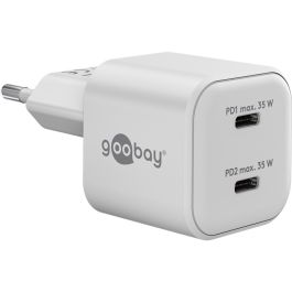 Goobay USB-C PD GaN Dual hurtigoplader 35W (2xUSB-C), Hvid