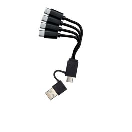 USB-A/USB-C 2.0 til 4x USB-C lade- og datakabel, sort, 0,1m