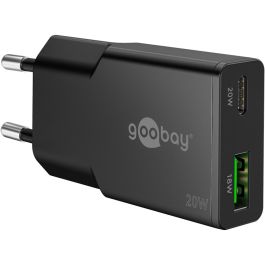 Goobay USB-C/USB GaN Dual lader slim, 20W, PD/QC, Sort