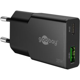 Goobay USB-C/USB GaN Dual lader slim, 25W, PD/QC, Sort