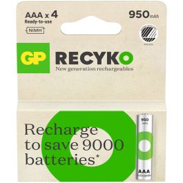 GP Recyko AAA-batteri, 950mAh - 4 stk.