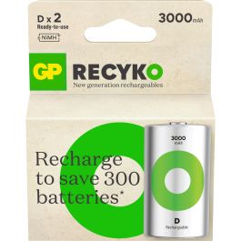 GP Recyko D-batteri, 3000mAh - 2 stk.