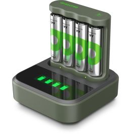 GP ReCyko USB Batterilader m/ ladestation & 4 stk. AA batterier