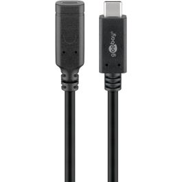 USB-C 3.2 til USB-C Hun forlængerkabel, 10 Gbit/s, sort, 1m