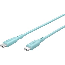 USB-C 2.0 til USB-C lade- og datakabel, silikone, turkis, 1,5m