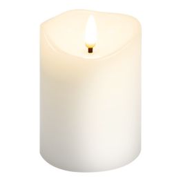 LED Vokslys m/ bevægelig flamme & timer, 7,5x10cm