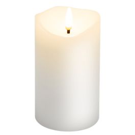 LED Vokslys m/ bevægelig flamme & timer, 7,5x12,5cm