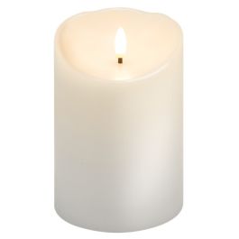 LED Vokslys m/ bevægelig flamme & timer, 7,5x15cm