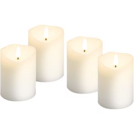 LED Vokslys m/ bevægelig flamme & timer, 4 stk.