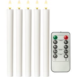 LED Krone-vokslys inkl. fjernbetjening & bevægelig flamme - 5 stk.