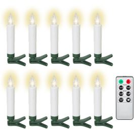 LED Juletræslys inkl. fjernbetjening - 10 stk.