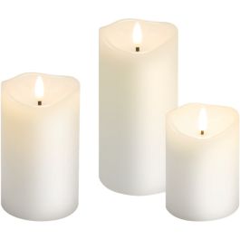 LED vokslys med bevægelig flamme - 3 stk.