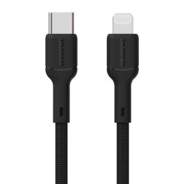 Dudao L9X USB-C 2.0 til Lightning lade- og datakabel, tekstil, sort, 1m
