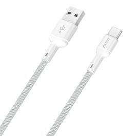 Dudao L9T USB-A 2.0 til USB-C lade- og datakabel, tekstil, hvid, 1m